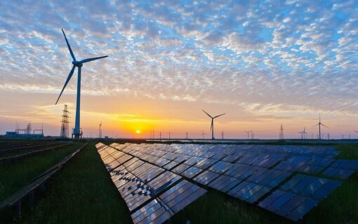 wind turbines at sunrise